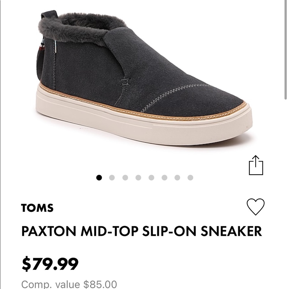 Brand New Toms Paxton Mid-Top-Slip-On Sneakers